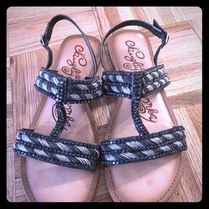 Silver/Gray Rhinestone Studded Sandals